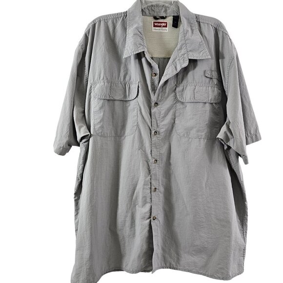 Wrangler Outdoors Men’s Size 3X Gray Short Sleeve Button Down Shirt** - Picture 4 of 16
